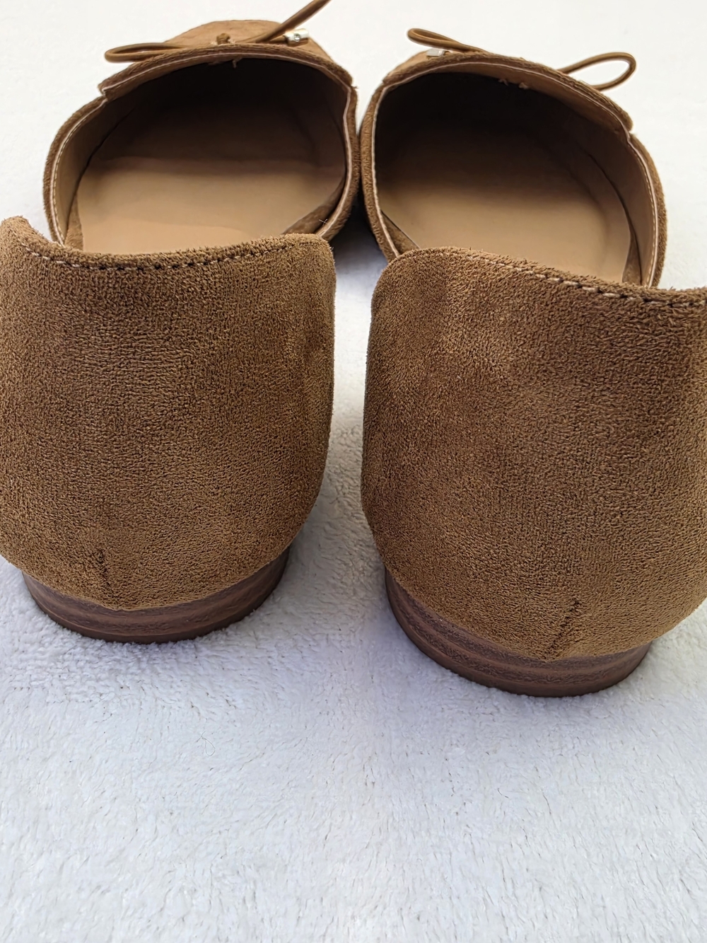 Kensie Brown Suede Flats Womens 8.5 Pointed Toe D’Orsay Slip On Bow Detail - Picture 4 of 6